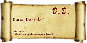 Dusa Dezső névjegykártya